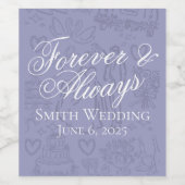 Étiquette Pour Bouteilles De Vin Art Mariage Dessin à main classique Lavande (Étiquettes simples)