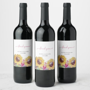 Étiquette Pour Bouteilles De Vin Art Rustique Artistique Tournesol Aquarelle Art