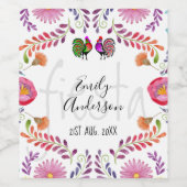 Étiquette Pour Bouteilles De Vin Articles de fête FIESTA Fleurs d'art populaire per (Étiquettes simples)