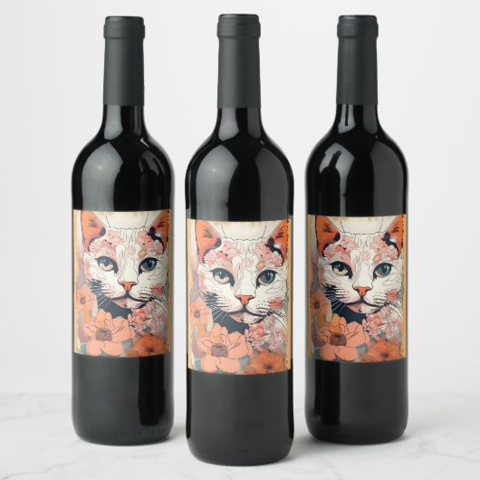 Étiquette Pour Bouteilles De Vin Artsy Cat (Bouteilles)