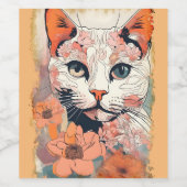 Étiquette Pour Bouteilles De Vin Artsy Cat (Étiquettes simples)