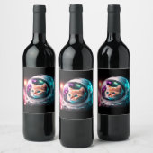Étiquette Pour Bouteilles De Vin Astronaut de chat spatial drôle Kitty Galaxy Unive (Bouteilles)