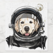Étiquette Pour Bouteilles De Vin Astronaute De L'Espace Golden Retriever Lover Pet  (Étiquettes simples)