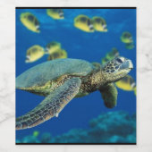 Étiquette Pour Bouteilles De Vin Au bord de la tortue marine (Étiquettes simples)