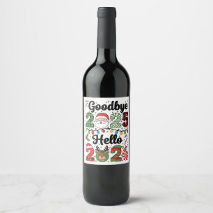 Étiquette Pour Bouteilles De Vin Au revoir 2025 Bonjour 2026 Résolution de Nouvel A
