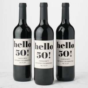 Étiquette Pour Bouteilles De Vin Audacieuse Typographie ivoire Moderne 50ème annive