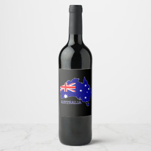 Étiquette Pour Bouteilles De Vin Australie Drapeau Australien Carte Voyage
