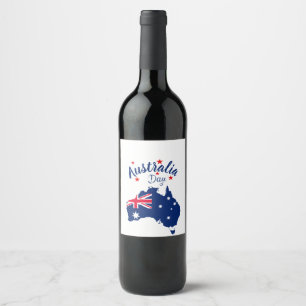 Étiquette Pour Bouteilles De Vin Australie Jour Rouge Bleu et Blanc
