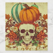 Étiquette Pour Bouteilles De Vin Automne/Automne/Halloween/citrouille/squelette (Étiquettes simples)