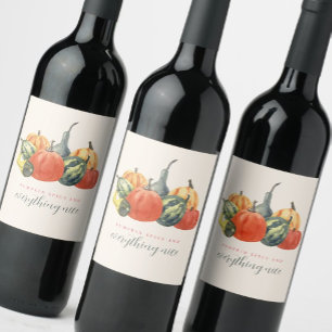 Étiquette Pour Bouteilles De Vin Automne Fête d'automne Orange Coloré Citrouille