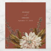 Étiquette Pour Bouteilles De Vin Automne Floral Terracotta Mariage de automne d'aqu (Étiquettes simples)