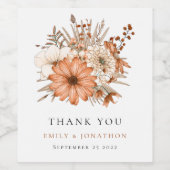 Étiquette Pour Bouteilles De Vin Automne Florals Nouveaux mariés Noms Date Mariage (Étiquettes simples)