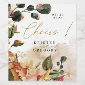 Étiquette Pour Bouteilles De Vin automne se sentir élégant fleurs chevelures mariag (Étiquettes simples)