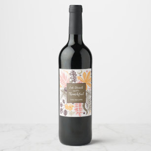 Étiquette Pour Bouteilles De Vin Automne Thanksgiving Botanical