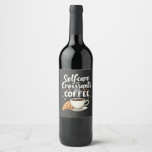 Étiquette Pour Bouteilles De Vin Autosoins est Croissant et Café Café Patesry