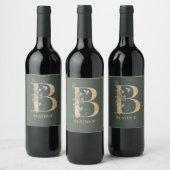 Étiquette Pour Bouteilles De Vin B Monogramme Floral Personnalisé (Bouteilles)