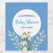 Étiquette Pour Bouteilles De Vin Baby Boy Douche Blanche Neige Bleu Pois (Étiquettes simples)