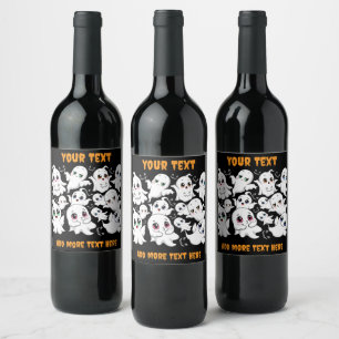 Étiquette Pour Bouteilles De Vin Baby Ghosts Éffrayant mignon Halloween humeur