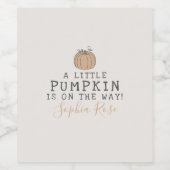 Étiquette Pour Bouteilles De Vin Baby shower Citrouille de Fall Little (Étiquettes simples)