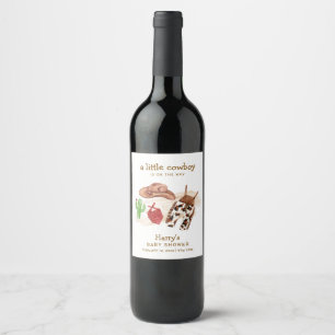 Étiquette Pour Bouteilles De Vin Baby Shower Cowboy Bébé Moderne Désert Occidental 