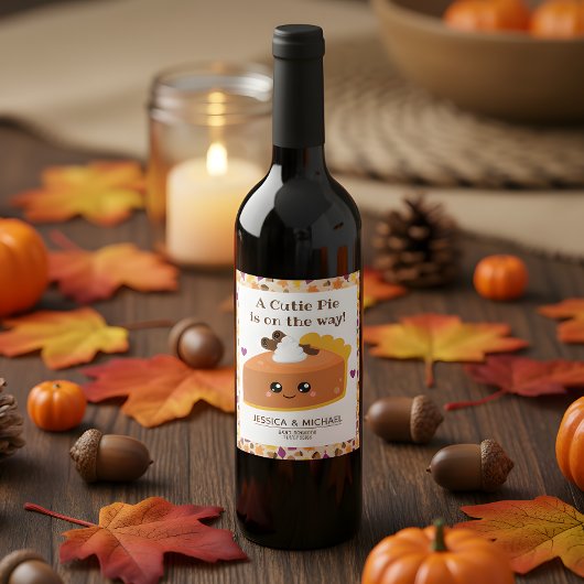 Étiquette Pour Bouteilles De Vin Baby shower d'automne Cutie Pie