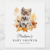Étiquette Pour Bouteilles De Vin Baby shower d'automne du loup de bois mignon (Étiquettes simples)