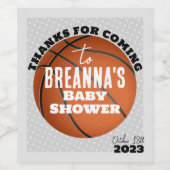 Étiquette Pour Bouteilles De Vin Baby shower de basket-ball (Étiquettes simples)