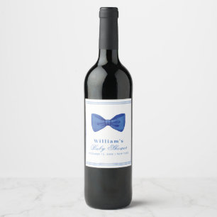 Étiquette Pour Bouteilles De Vin Baby shower de cadre de fond minimaliste bleu
