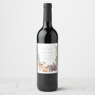 Étiquette Pour Bouteilles De Vin Baby shower de courge feuillu mou en bois