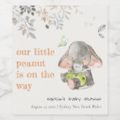 Étiquette Pour Bouteilles De Vin Baby shower de feuillage d'éléphant de petite arac (Étiquettes simples)