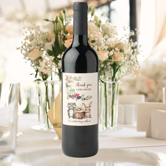 Étiquette Pour Bouteilles De Vin Baby shower des animaux forestiers