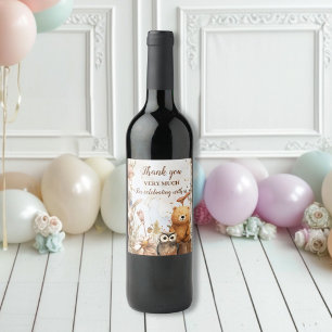 Étiquette Pour Bouteilles De Vin Baby shower des animaux forestiers
