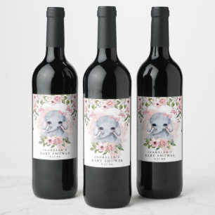 Étiquette Pour Bouteilles De Vin Baby shower des éléphants
