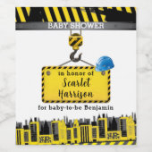 Étiquette Pour Bouteilles De Vin Baby shower en construction (Étiquettes simples)