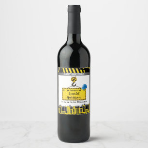 Étiquette Pour Bouteilles De Vin Baby shower en construction