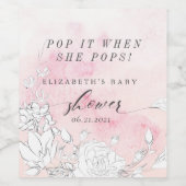Étiquette Pour Bouteilles De Vin baby shower fleuri et moderne (Étiquettes simples)
