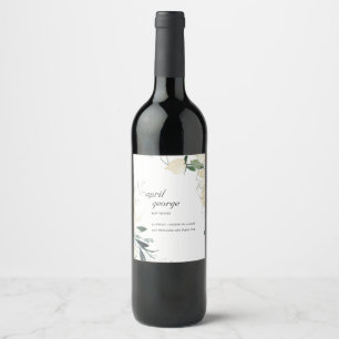 ÉTIQUETTE POUR BOUTEILLES DE VIN BABY SHOWER FLORALE D'EAU FLORALE VERT EN IVOIRE P