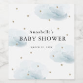 Étiquette Pour Bouteilles De Vin Baby shower Gold Stars & Clouds (Étiquettes simples)