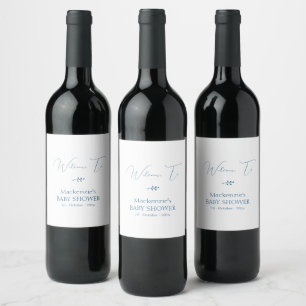 Étiquette Pour Bouteilles De Vin Baby-Shower Minimaliste Élégant Moderne