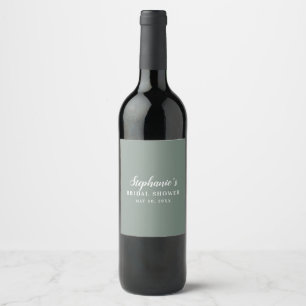Étiquette Pour Bouteilles De Vin Baby Shower Minimaliste Vert Sauge et Blanc