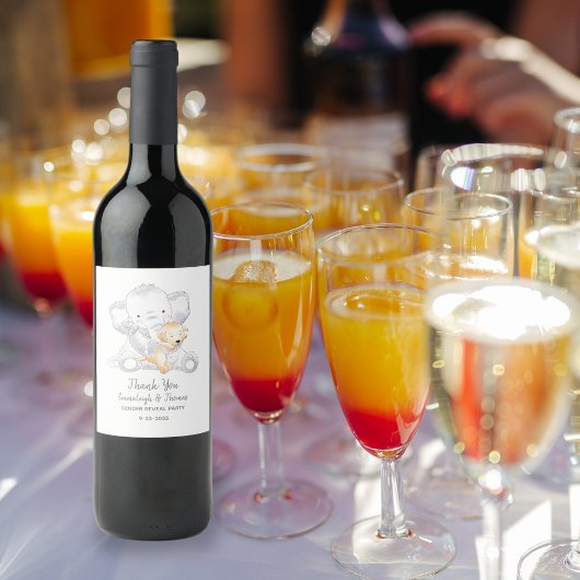Étiquette Pour Bouteilles De Vin Baby shower moderne bébé éléphant