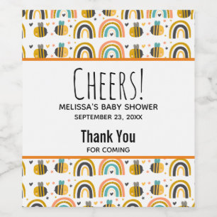 Étiquette Pour Bouteilles De Vin Baby shower Motif de mignet Bumble Bee et Rainbows