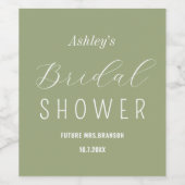 Étiquette Pour Bouteilles De Vin Baby Shower Sauge Vert Repas de midi (Étiquettes simples)