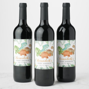 Étiquette Pour Bouteilles De Vin Baby shower sauvage de Dinosaures