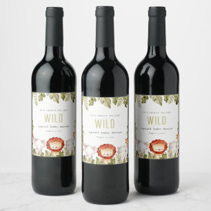 Étiquette Pour Bouteilles De Vin Baby shower sauvage de Safari Tropical Animaux