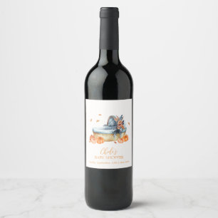Étiquette Pour Bouteilles De Vin Baby shower vintage Rustic Fall Citrouille