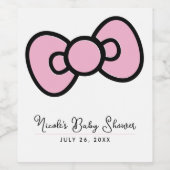 Étiquette Pour Bouteilles De Vin Baby shower Whimsical Cute Pink Bow Anniversaire (Étiquettes simples)