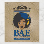 Étiquette Pour Bouteilles De Vin Baccalauréat noir et instruit (or) (Étiquettes simples)