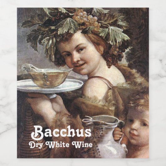 ÉTIQUETTE POUR BOUTEILLES DE VIN BACCHUS AUX RAISINS ET BLANC (Étiquettes simples)