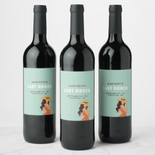 Étiquette Pour Bouteilles De Vin Bachelorette Retro Sassy Dernier Rodeo Rose Vert